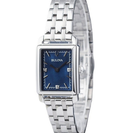 Bulova Classic Sutton Diamond Accent Stainless Steel Blue Dial Quartz 96P245 Women's Watch