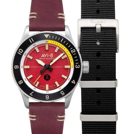 AVI-8 Flyboy Tuskegee Airmen Limited Edition Ramitelli Red Dial Quartz AV-4103-04 Mens Watch With Extra Strap