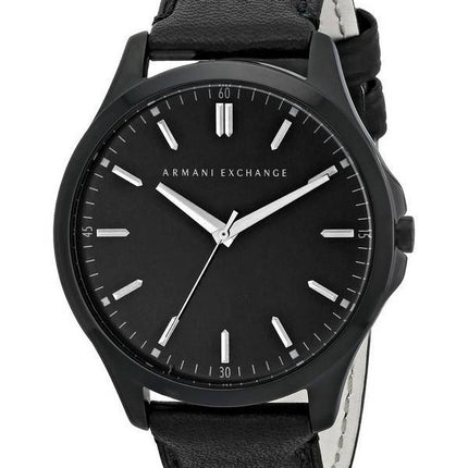 Armani Exchange Quartz Black Dial Black Leather Strap AX2148 Men's Watch