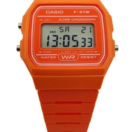 Casio Digital Orange Resin Strap Quartz F-91WC-4A2 Unisex Watch