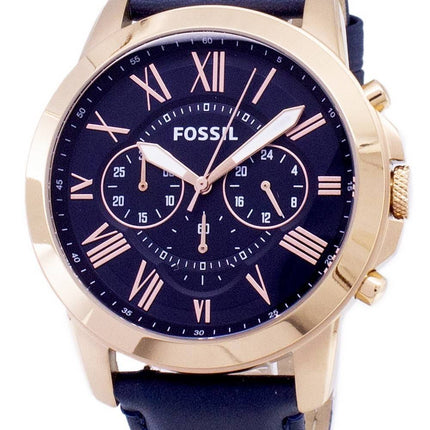 Fossil Grant Chronograph Blue Leather Strap FS4835 Mens Watch