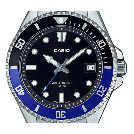 Casio Standard Analog Stainless Steel Black Dial Quartz MDV-10D-1A2 Mens Watch