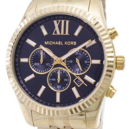 Michael Kors Lexington Chronograph Black Dial Gold-tone MK8286 Mens Watch
