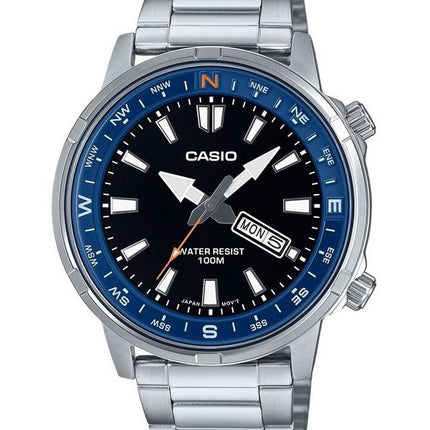 Casio Standard Analog Stainless Steel Black Dial Quartz MTD-130D-1A2V 100M Men's Watch