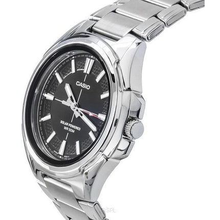 Casio Standard Analog Stainless Steel Black Dial Solar Powered MTP-RS100D-1A Mens Watch