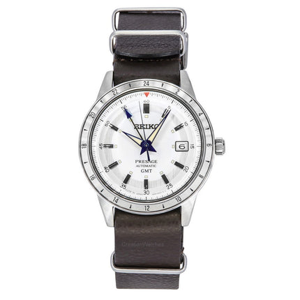 Seiko Presage Style60's GMT Watchmaking 110th Anniversary Limited Editions Leather Strap White Dial Automatic SSK015J1 Men's Wat