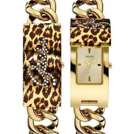 Guess Gold Tone Animal Print Bracelet Quartz W0321L5 Women's Watch