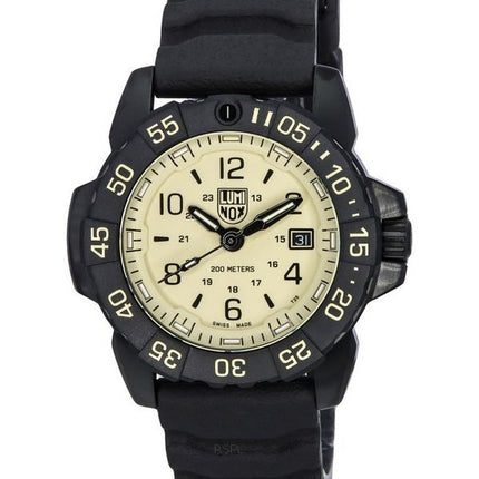 Luminox Navy SEAL Foundation Rubber Strap Beige Dial Swiss Quartz Military Divers XS.3251.CBNSF.SET 200M Mens Watch With Strap