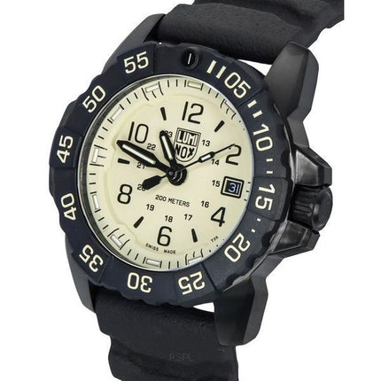 Luminox Navy SEAL Foundation Rubber Strap Beige Dial Swiss Quartz Military Divers XS.3251.CBNSF.SET 200M Mens Watch With Strap