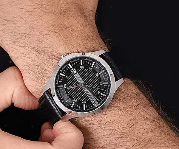 Armani Exchange Black Dial Leather Strap AX2101 Men’s Watch