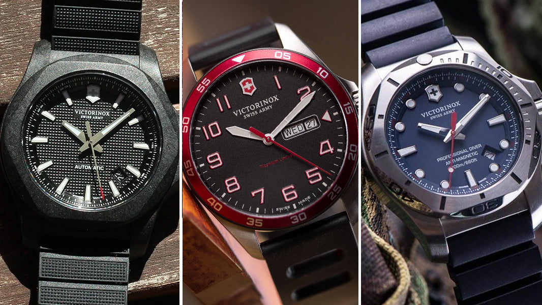 I.N.O.X on rubber left, Fieldforce on textile centre, I.N.O.X Professional Diver on rubber right 