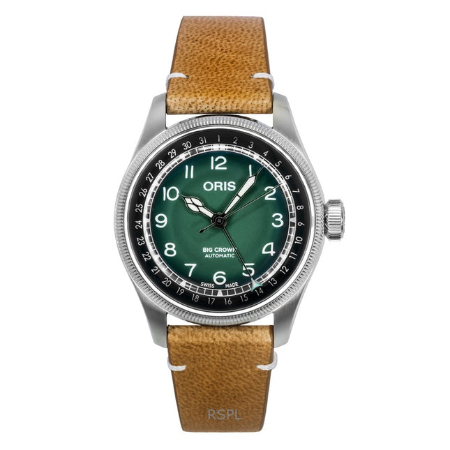 Oris Big Crown Cervo Volante Leather Strap Green Dial Automatic 01-754-7779-4067-Set Men's Watch