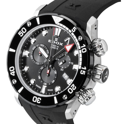 Edox CO-1 Chronograph Rubber Strap Black Dial Quartz Diver's 10242-TIN-NIN 1000M Men's Watch
