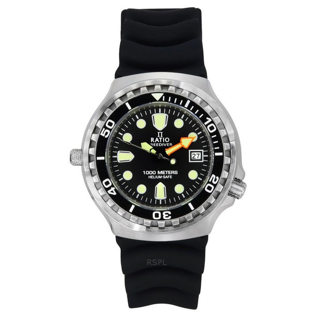 Ratio FreeDiver Version 02 Helium Safe 1000M Sapphire Quartz Black Dial 1038EF102V-BLK-V02 Men's Watch