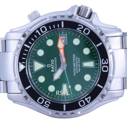 Ratio FreeDiver Helium Safe 1000M Green Dial Stainless Steel Automatic 1066KE26-33VA-GRN Men's Watch