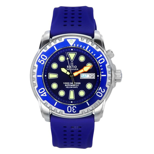 Ratio FreeDiver Version 02 Helium Safe 1000M Sapphire Automatic Blue Dial 1068HA90-34VA-BLU-V02 Men's Watch