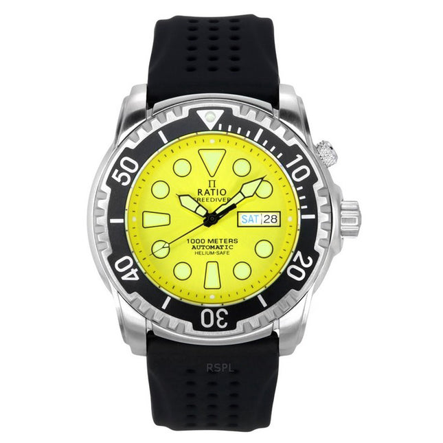 Ratio FreeDiver Version 03 Helium Safe 1000M Automatic Yellow Dial 1068HA90-34VA-YLW-V03 Men's Watch