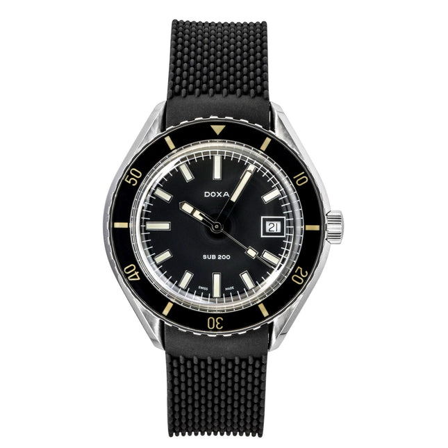 Doxa SUB 200 Sharkhunter FKM Rubber Strap Black Dial Automatic Diver's 799.10.101.20 200M Men's Watch