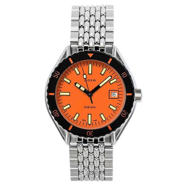 Doxa SUB 200 Professional Stainless Steel Orange Dial Automatic Diver's 799.10.351.10 200M Men's Watch With Extra Strap