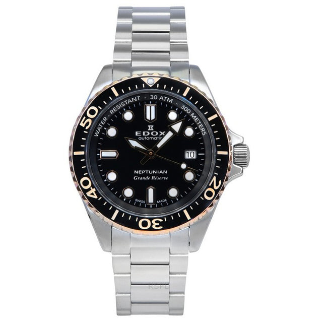 Edox Neptunian Grande Reserve Black Dial Automatic Diver's 80801 3NRM NIR 300M Men's Watch