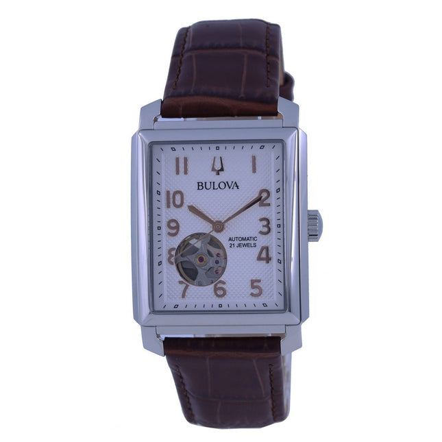 Bulova Sutton White Dial Leather Strap Automatic 96A268 Men's Watch