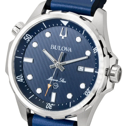 Bulova Marine Star Series Silicone Strap Blue Dial Quartz 96B419 100M Men's Watch