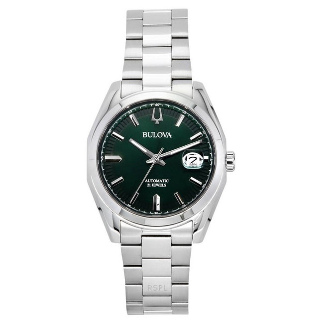 Bulova Surveyor Stainless Steel Green Dial Automatic 96B429 Men's Watch