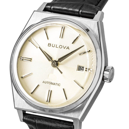 Bulova Frank Sinatra Leather Strap Beige Dial Automatic 96B483 Men's Watch