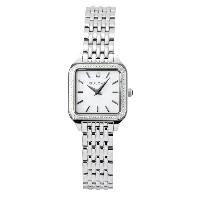 Bulova Sutton Stainless Steel Diamond Accents White Dial Quartz 96R256 Women's Watch