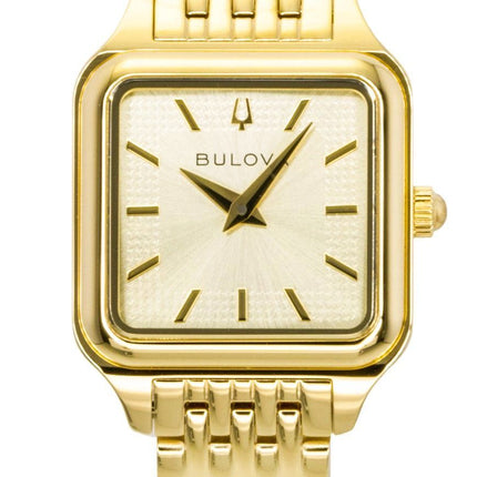 Bulova Sutton Square Gold Tone Stainless Steel Gold Dial Quartz 97L191 Women's Watch
