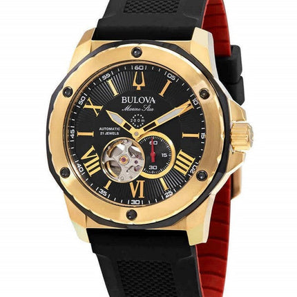 Refurbished Bulova Marine Star Open Heart Black Dial Automatic Diver's 98A272 200M Men's Watch
