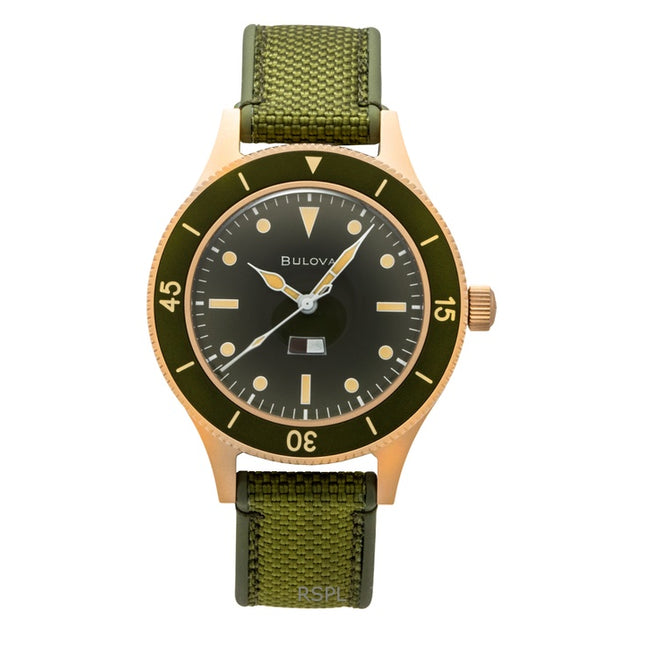 Bulova Mil Ships 150th Anniversary Special Edition Green Dial Automatic Diver's 98A324 200M Men's Watch