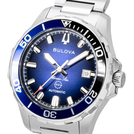 Bulova Marine Star Stainless Steel Blue Dial Automatic Diver's 98B466 200M Men's Watch