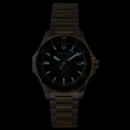 Bulova Marine Star Two Tone Stainless Steel Green Dial Automatic Diver's 98B467 200M Men's Watch
