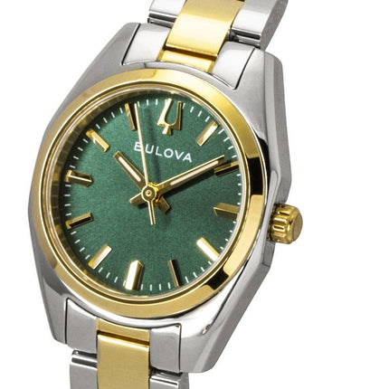 Bulova Surveyor Two Tone Stainless Steel Green Dial Quartz 98L329 Women's Watch