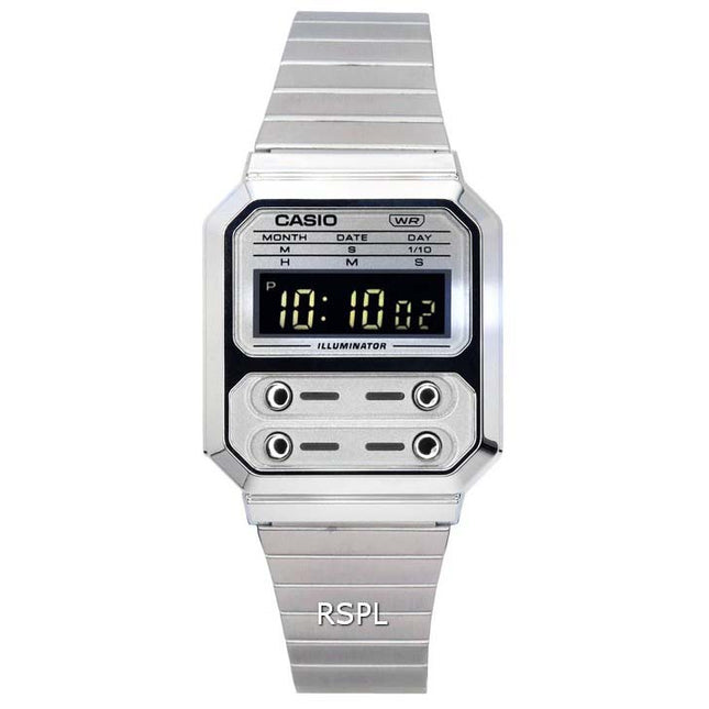 Casio Vintage Digital Stainless Steel Quartz A100WE-7B A100WE-7B Unisex Watch