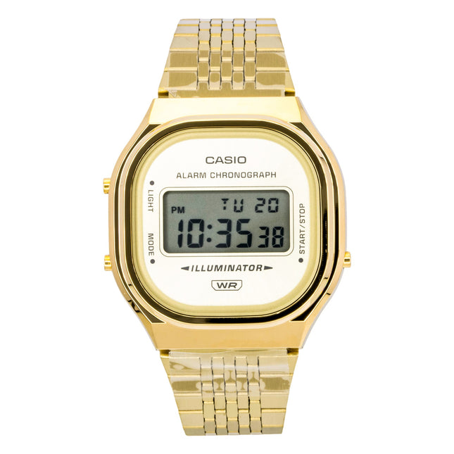 Casio Digital Gold Tone Stainless Steel Quartz A140WEG-9A Unisex Watch