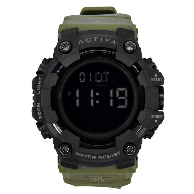 Invicta Activa Digital Army Green Polyurethane Strap Black Dial Quartz ACW1968-002 Men's Watch