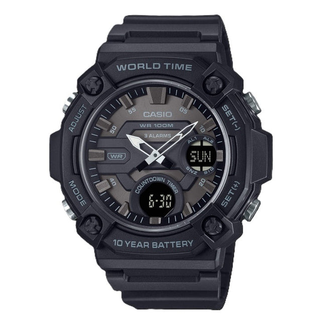 Casio Standard Analog Digital Resin Strap Grey Dial Quartz AEQ-120W-1BV 100M Men's Watch