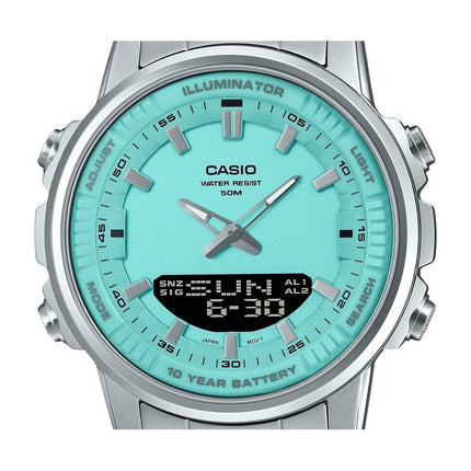 Casio Analog Digital Combination Stainless Steel Turquoise Dial Quartz AMW-880D-2A2V Men's Watch