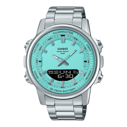 Casio Analog Digital Combination Stainless Steel Turquoise Dial Quartz AMW-880D-2A2V Men's Watch