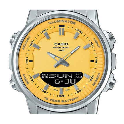 Casio Analog Digital Combination Stainless Steel Yellow Dial Quartz AMW-880D-9AV Men's Watch