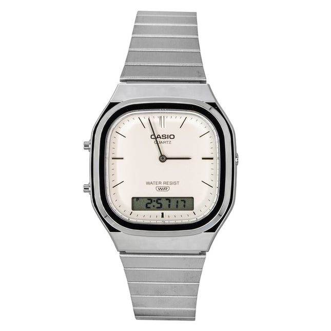 Casio Vintage Analog Digital Off White Dial Quartz AQ-240E-7A2 Unisex Watch
