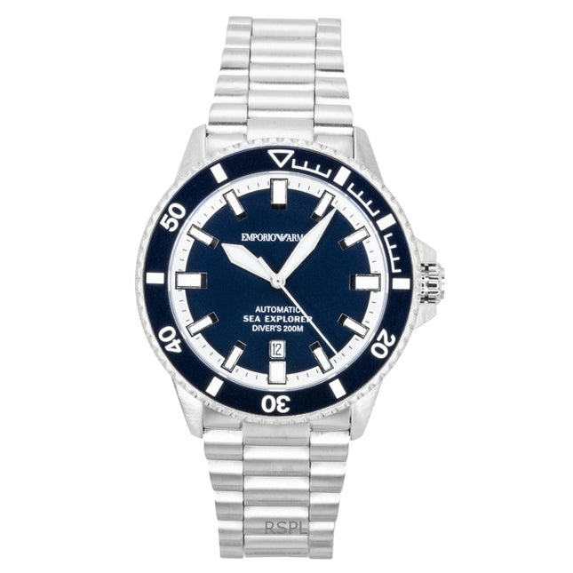 Emporio Armani Sea Explorer Stainless Steel Blue Dial Diver's Automatic AR60087 200M Men's Watch