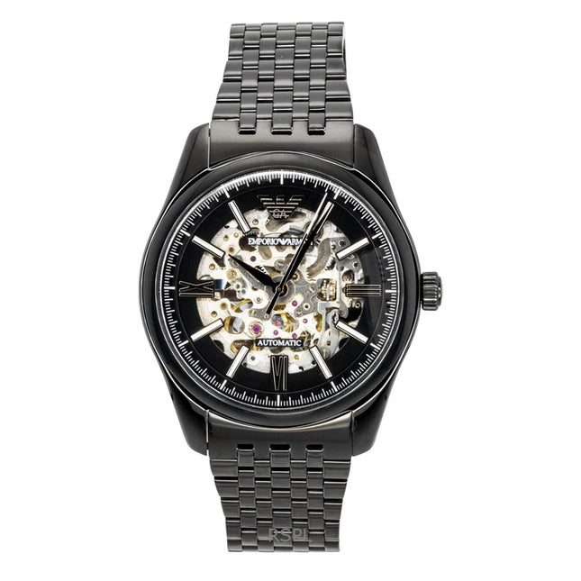 Emporio Armani Stainless Steel Black Skeleton Dial Automatic AR60093 Men's Watch