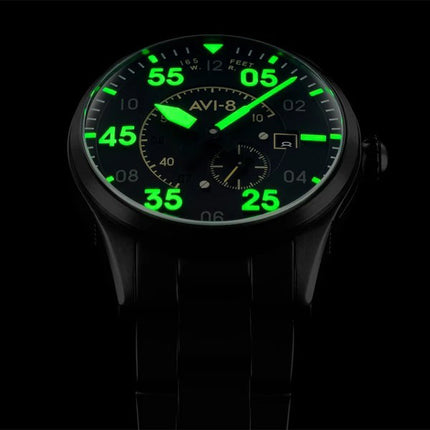 AVI-8 Spitfire Type 300 Midnight Chrome Black Dial Automatic AV-4073-33 Men's Watch With Extra Strap