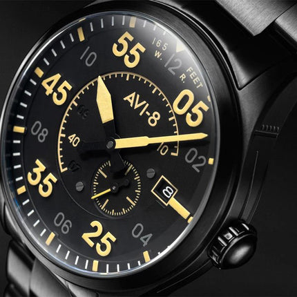 AVI-8 Spitfire Type 300 Midnight Chrome Black Dial Automatic AV-4073-33 Men's Watch With Extra Strap