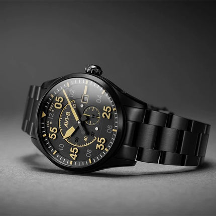 AVI-8 Spitfire Type 300 Midnight Chrome Black Dial Automatic AV-4073-33 Men's Watch With Extra Strap