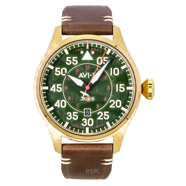 AVI-8 Hawker Hurricane Clowes Northholt Leather Strap Green Dial Automatic AV-4097-04 Men's Watch