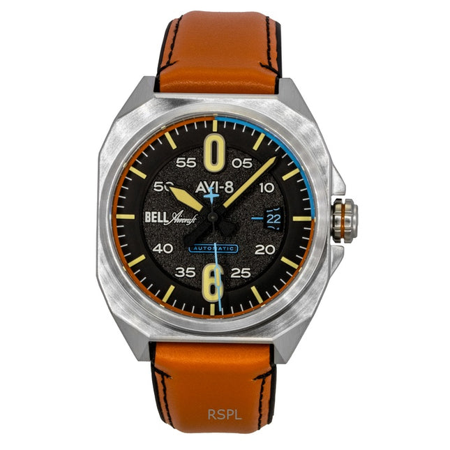 AVI-8 Bell X-1 Machbuster Leather Strap Graphite Black Dial Automatic AV-4115-01 Men's Watch